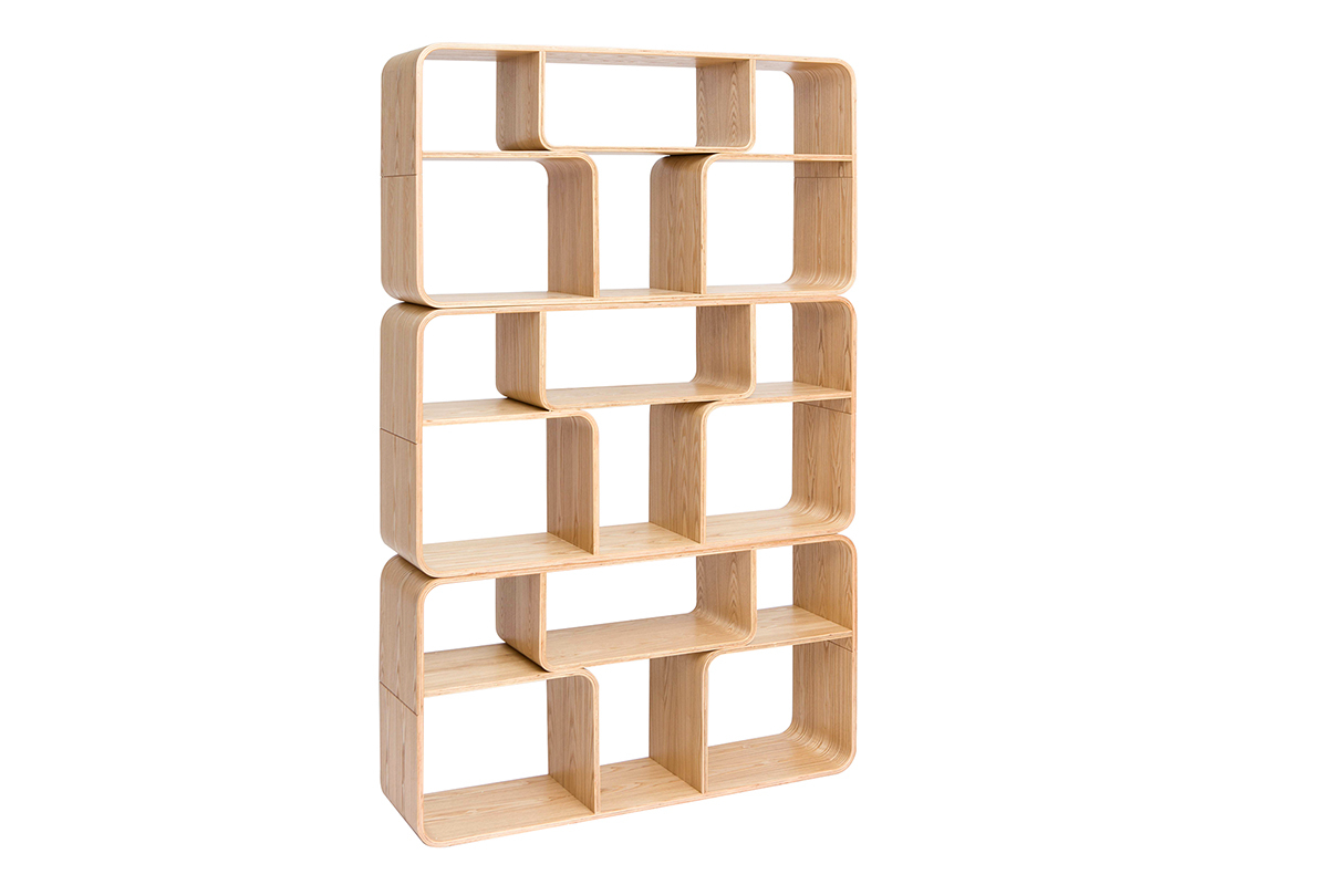 Bibliothque ouverte multi casiers en bois clair frne L120 cm WARHOL