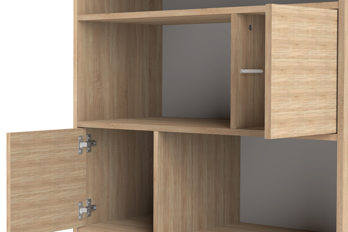 Biblioth�que scandinave 10 casiers bois et blanc STRIPE