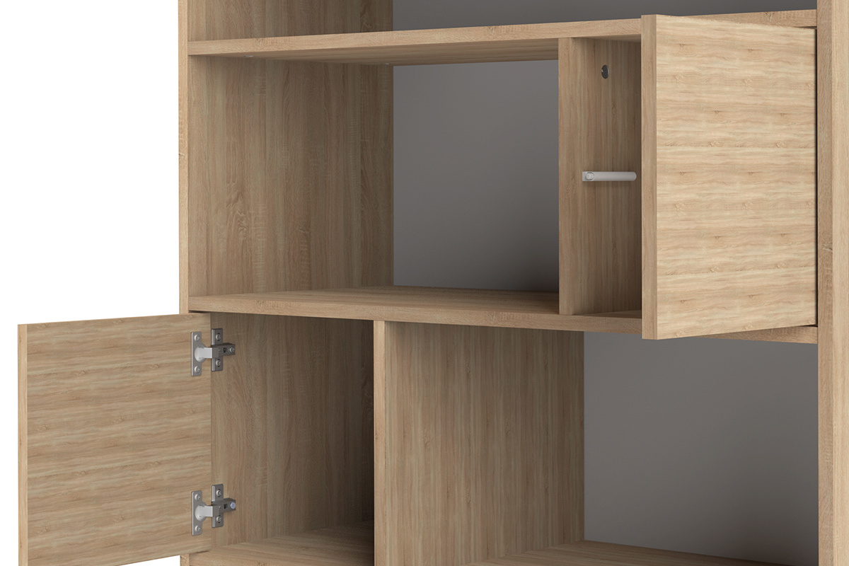 Biblioth�que scandinave 10 casiers bois et noir STRIPE