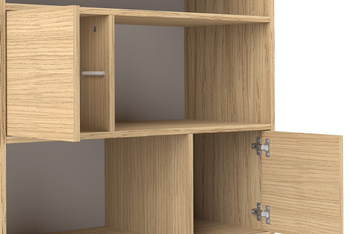 Biblioth�que scandinave 10 casiers bois et rose STRIPE