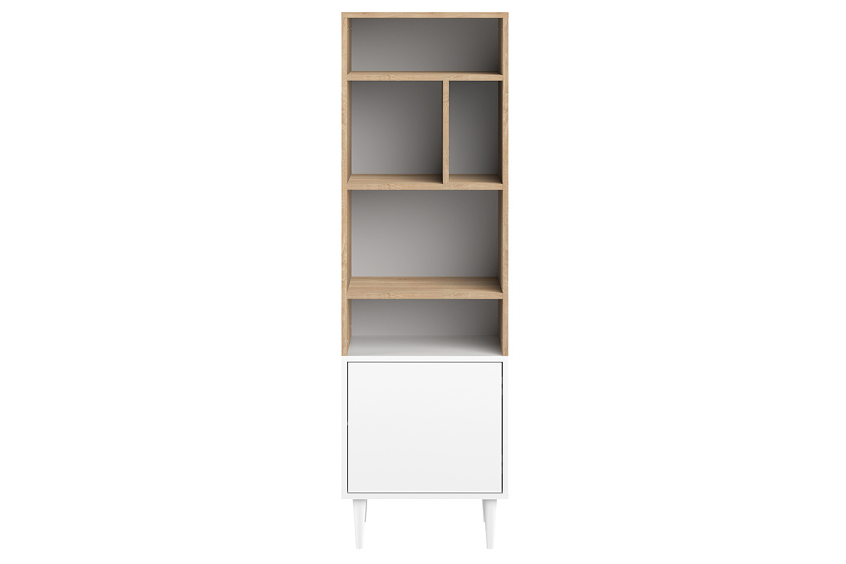 Biblioth�que scandinave 6 casiers bois et blanc STRIPE
