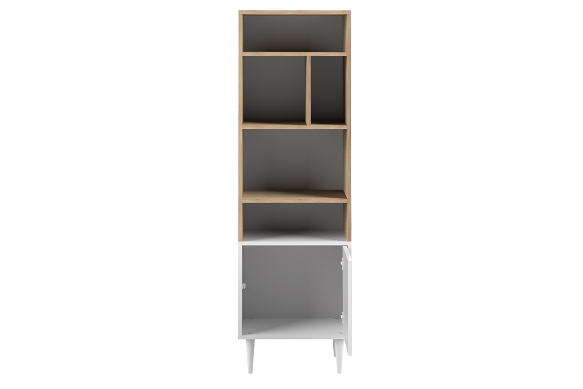 Biblioth�que scandinave 6 casiers bois et blanc STRIPE
