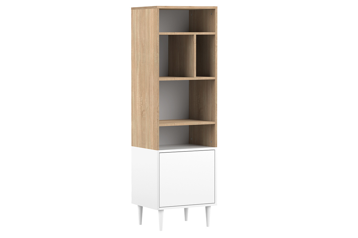 Biblioth�que scandinave 6 casiers bois et blanc STRIPE