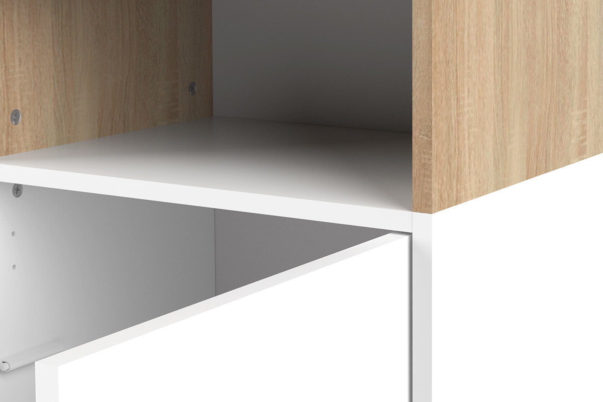 Biblioth�que scandinave 6 casiers bois et blanc STRIPE