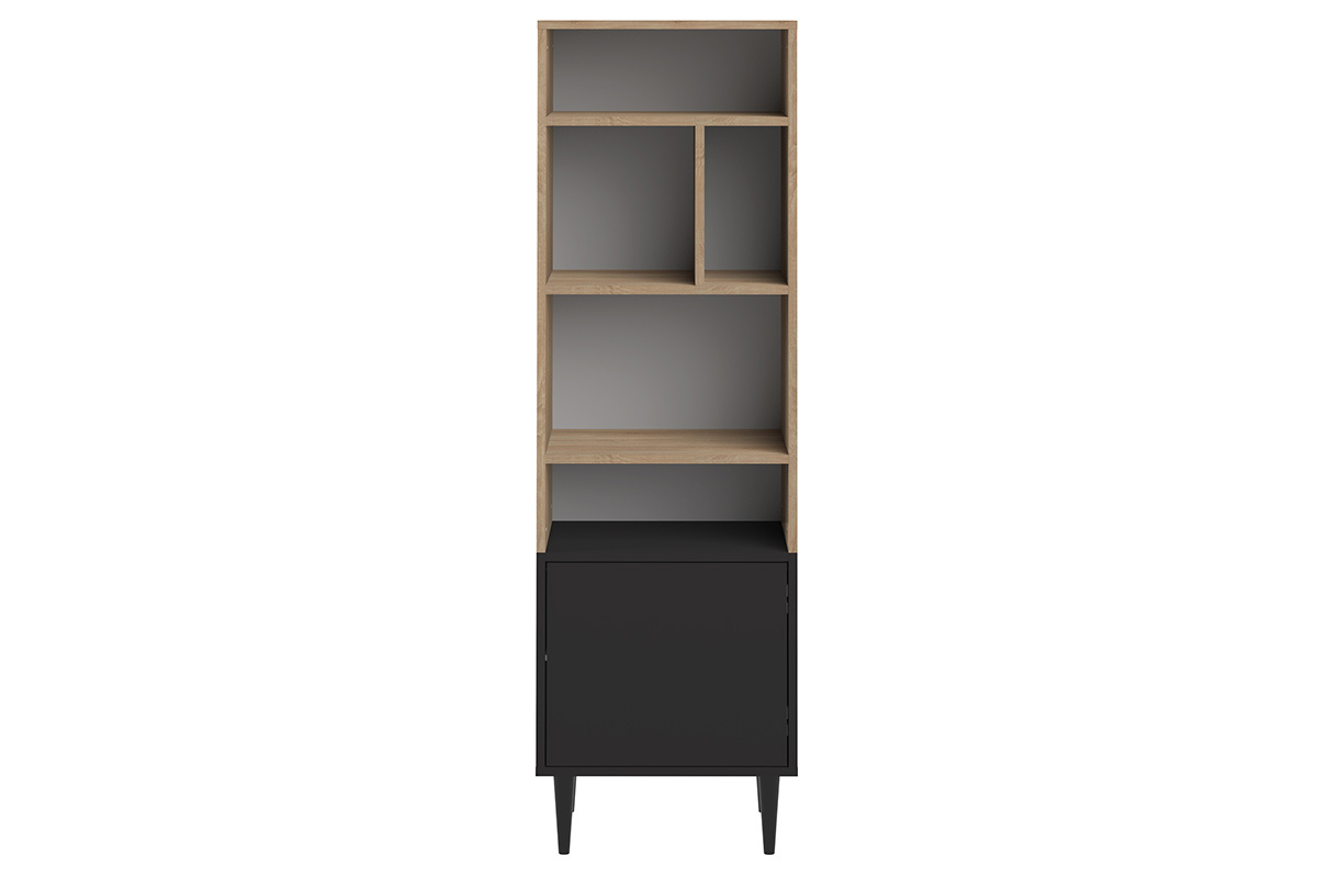 Biblioth�que scandinave 6 casiers bois et noir STRIPE