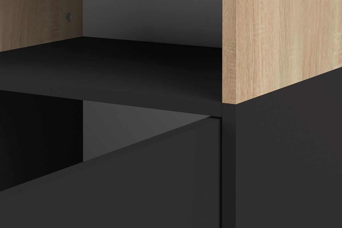 Biblioth�que scandinave 6 casiers bois et noir STRIPE