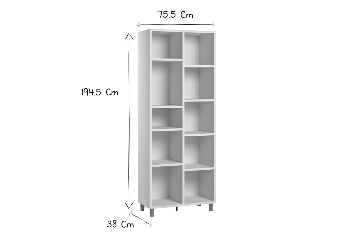 Bibliothque scandinave blanc et bois L76 cm JIM