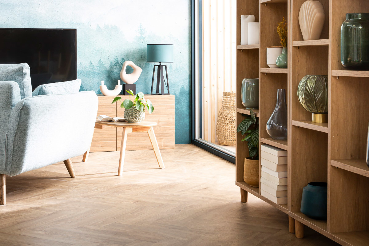 Bibliothque scandinave blanc et bois L76 cm JIM
