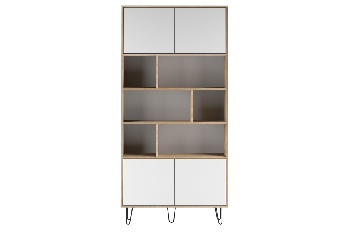 Biblioth�que scandinave bois et blanc LUMY