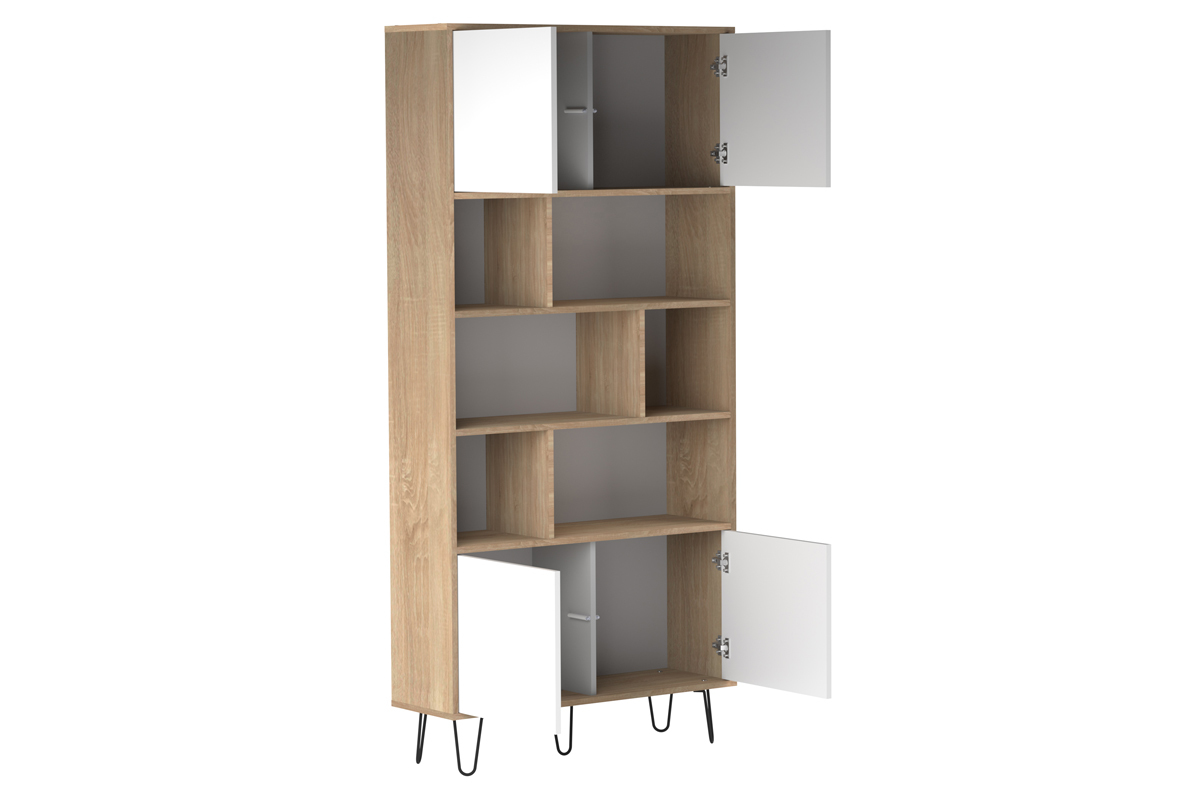 Biblioth�que scandinave bois et blanc LUMY