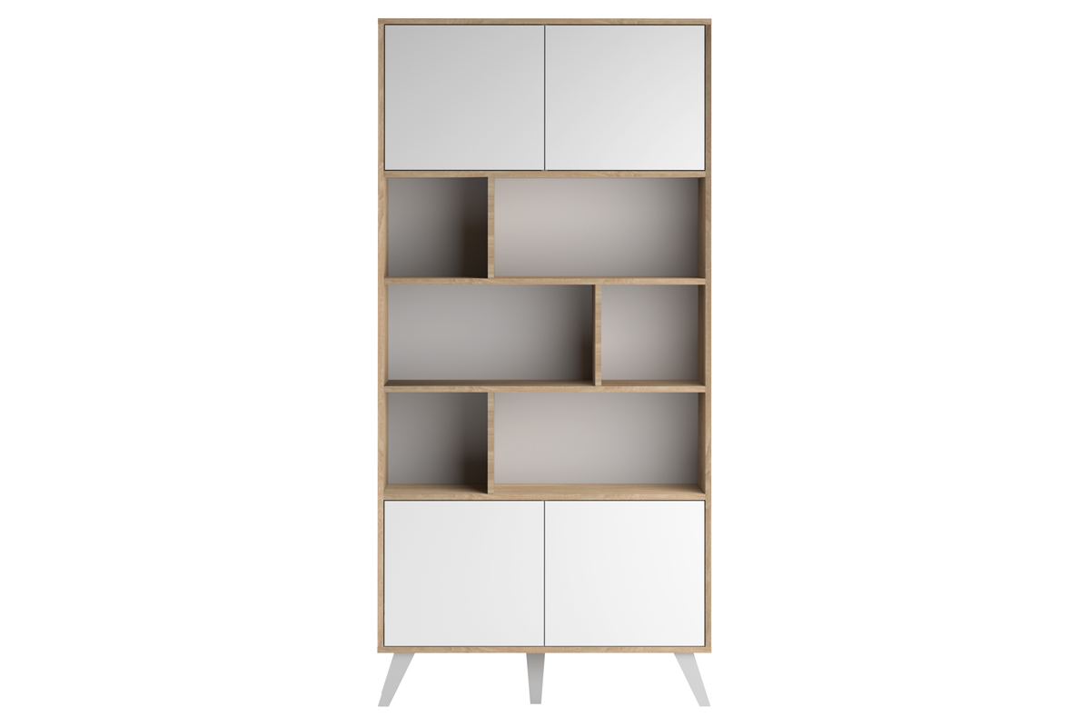 Biblioth�que scandinave bois et blanc ORIGAMI
