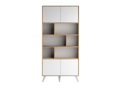 Biblioth&egrave;que scandinave bois et blanc ORIGAMI