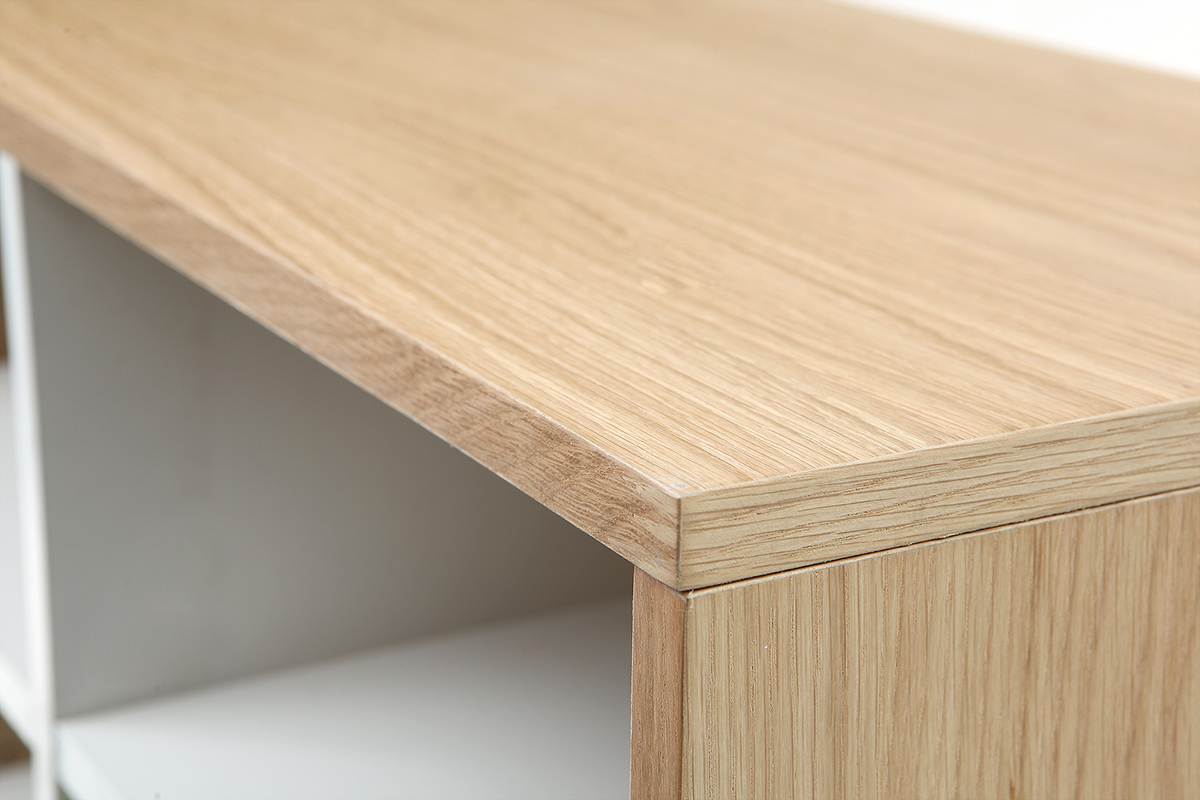 Biblioth�que scandinave ch�ne et blanc HELIA