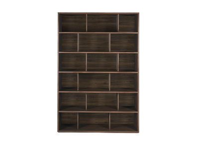 Biblioth&egrave;que scandinave finition bois fonc&eacute; noyer L140 cm EPURE