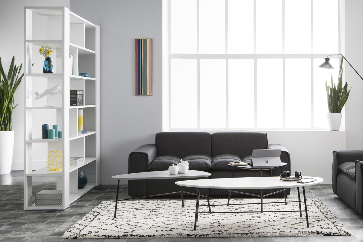 Biblioth�que s�paratrice d'espace design noire L168 cm MUSSO