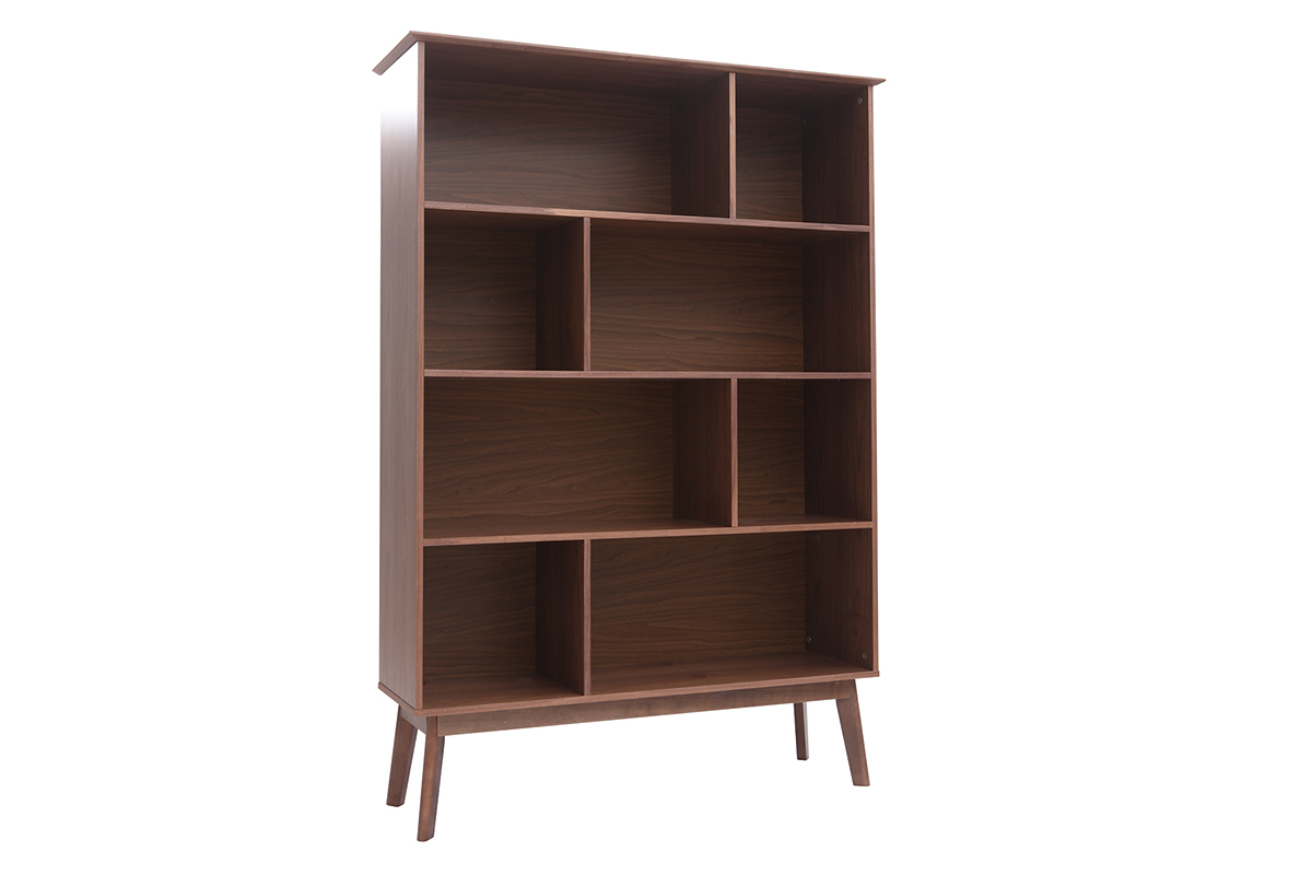 Biblioth�que vintage 8 casiers noyer INGRID