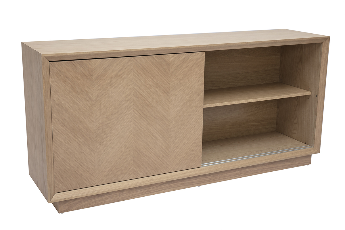 Buffet  motifs chevrons en bois clair chne L160 cm ARROW