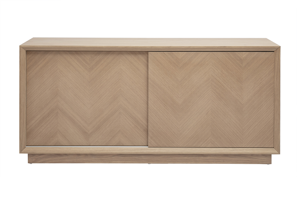 Buffet  motifs chevrons en bois clair chne L160 cm ARROW