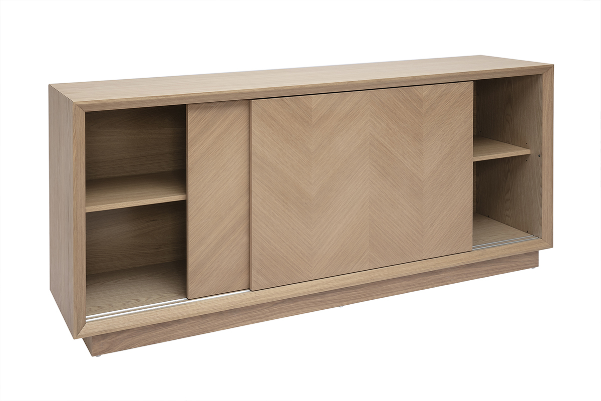 Buffet  motifs chevrons en bois clair chne L160 cm ARROW