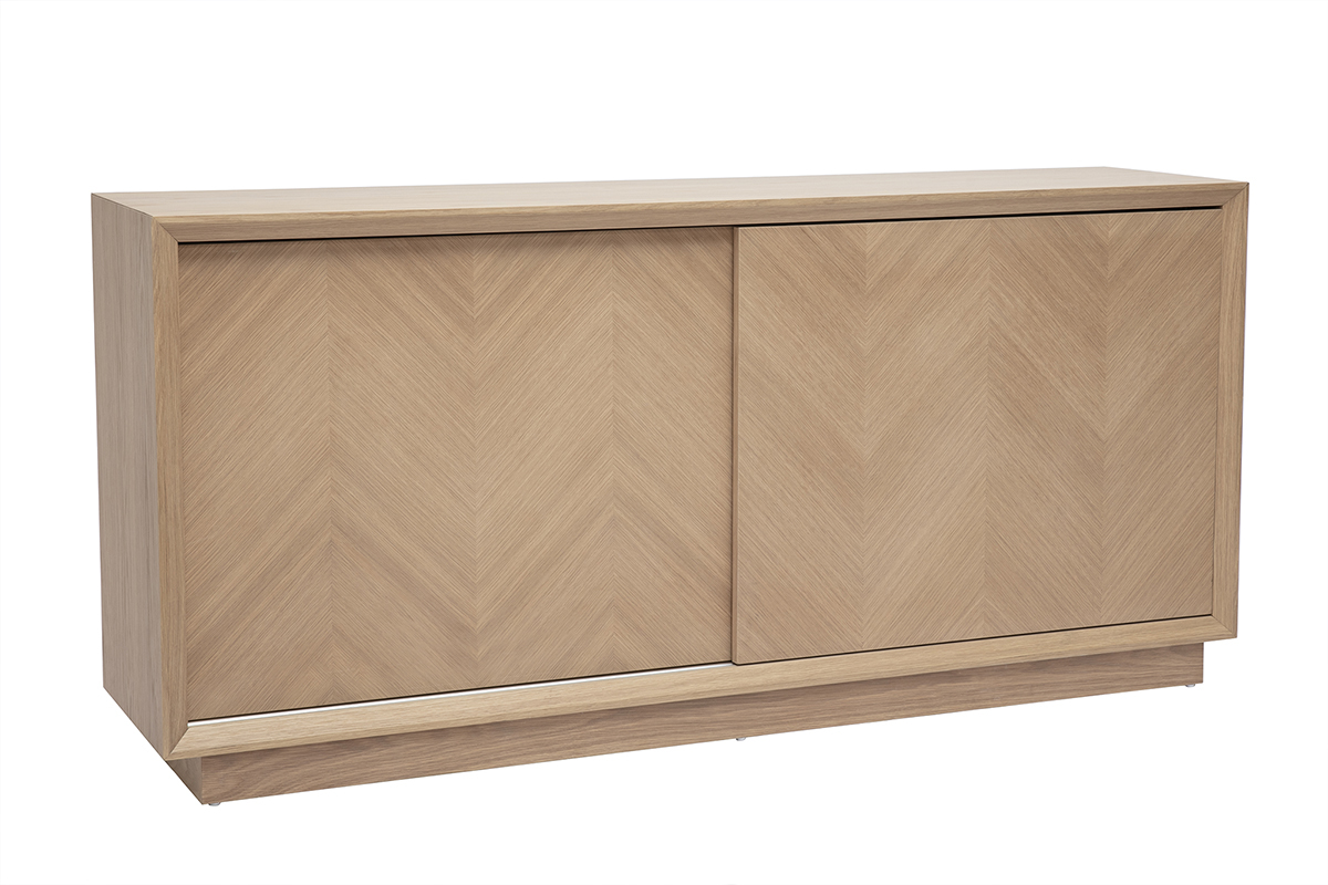 Buffet  motifs chevrons en bois clair chne L160 cm ARROW