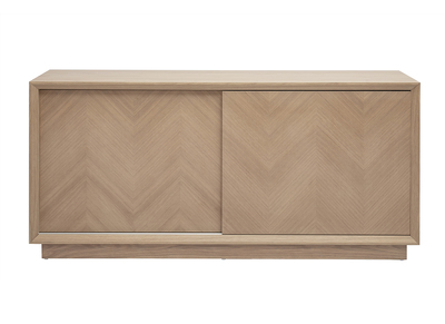 Buffet bas avec portes coulissantes en bois clair chêne L160 cm ARROW