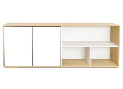 Buffet bas scandinave finition bois clair et blanc L190 cm EZIA