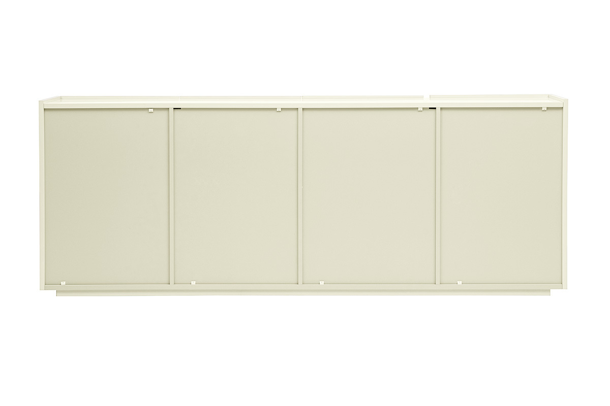 Buffet beige laqu� brillant 3 portes 4 tiroirs L200 cm ISAURE