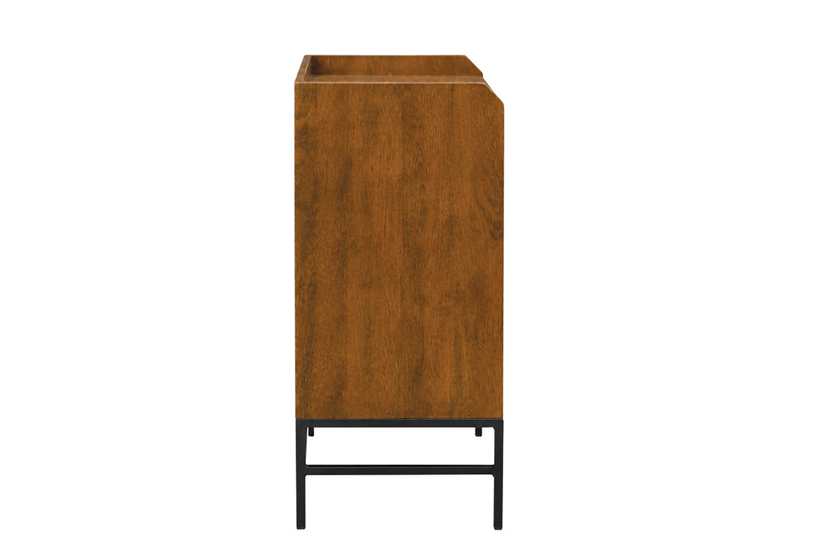 Buffet de rangement vinyles en bois massif et m�tal noir L76 cm BLUES