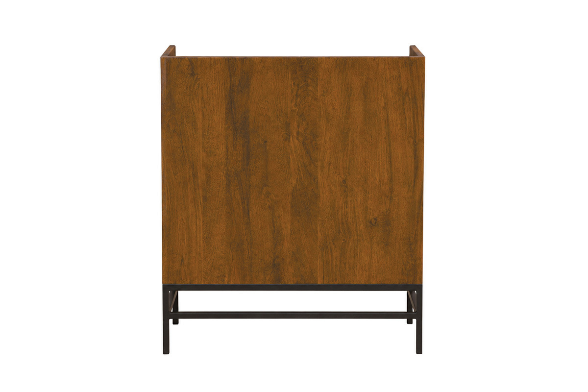 Buffet de rangement vinyles en bois massif et m�tal noir L76 cm BLUES