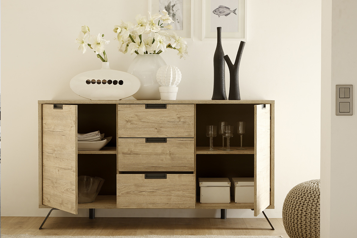 Buffet design 2 portes 3 tiroirs ch�ne ORIGIN