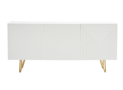 Buffet design blanc et métal doré 3 portes L160 cm OZEN