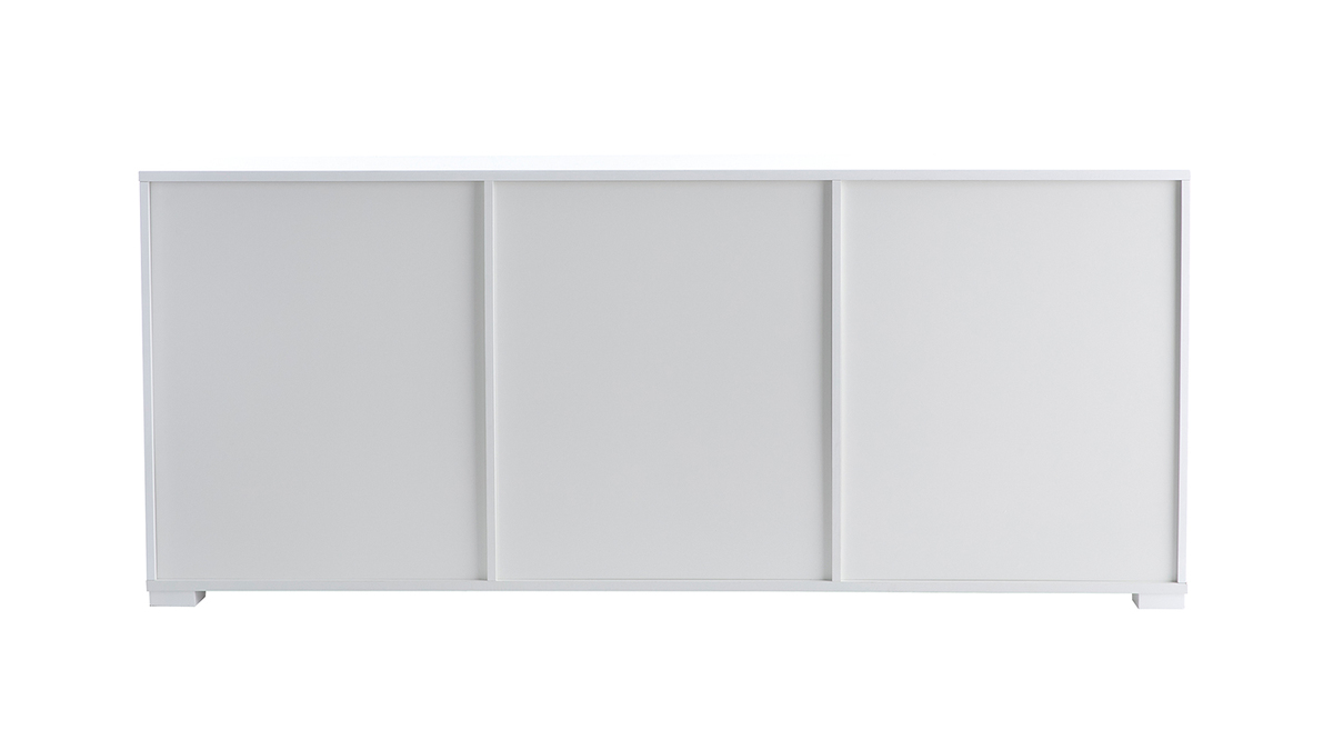 Buffet design blanc laqué 2 portes 3 tiroirs L180 cm TED