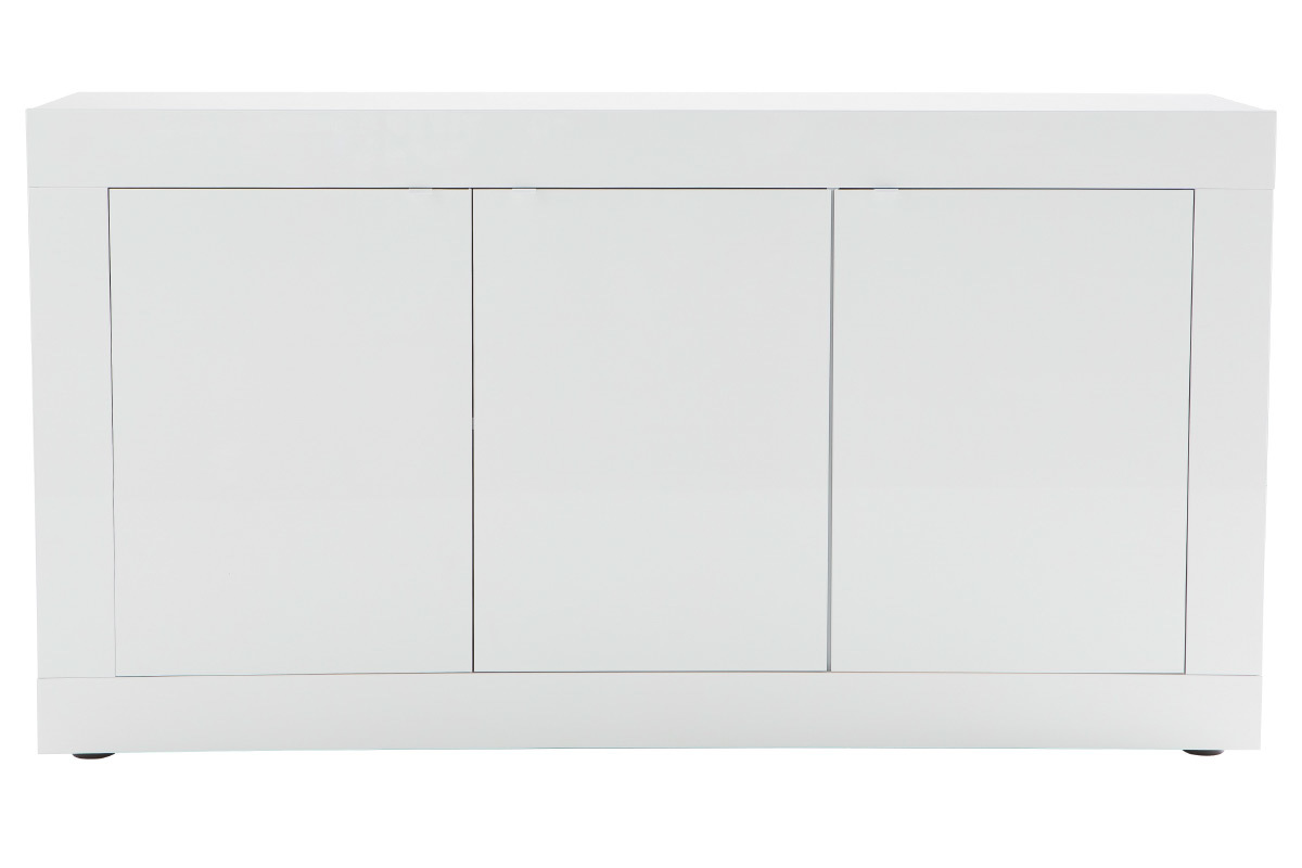 Buffet design blanc laqu 3 portes L160 cm LATTE