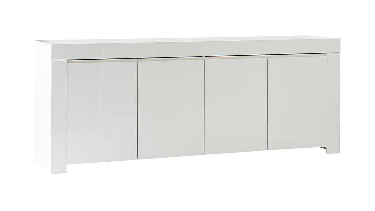 Buffet design blanc laqu 4 portes L210 cm ERIA