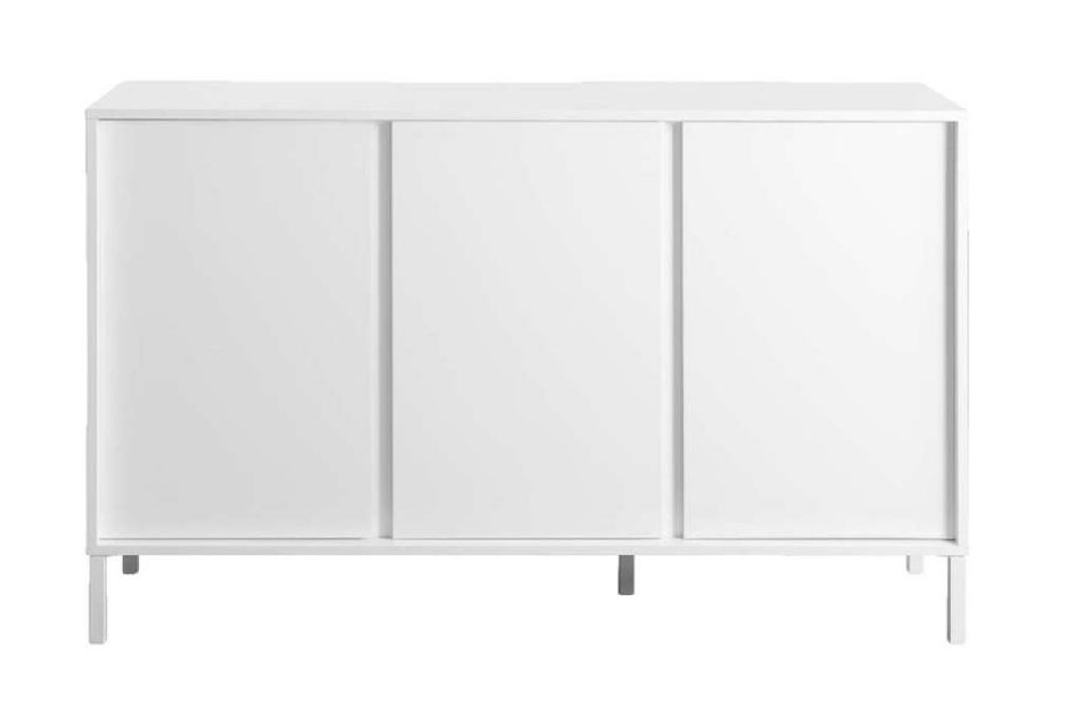 Buffet design blanc laqu brillant et mtal 3 portes L137 cm MIKY