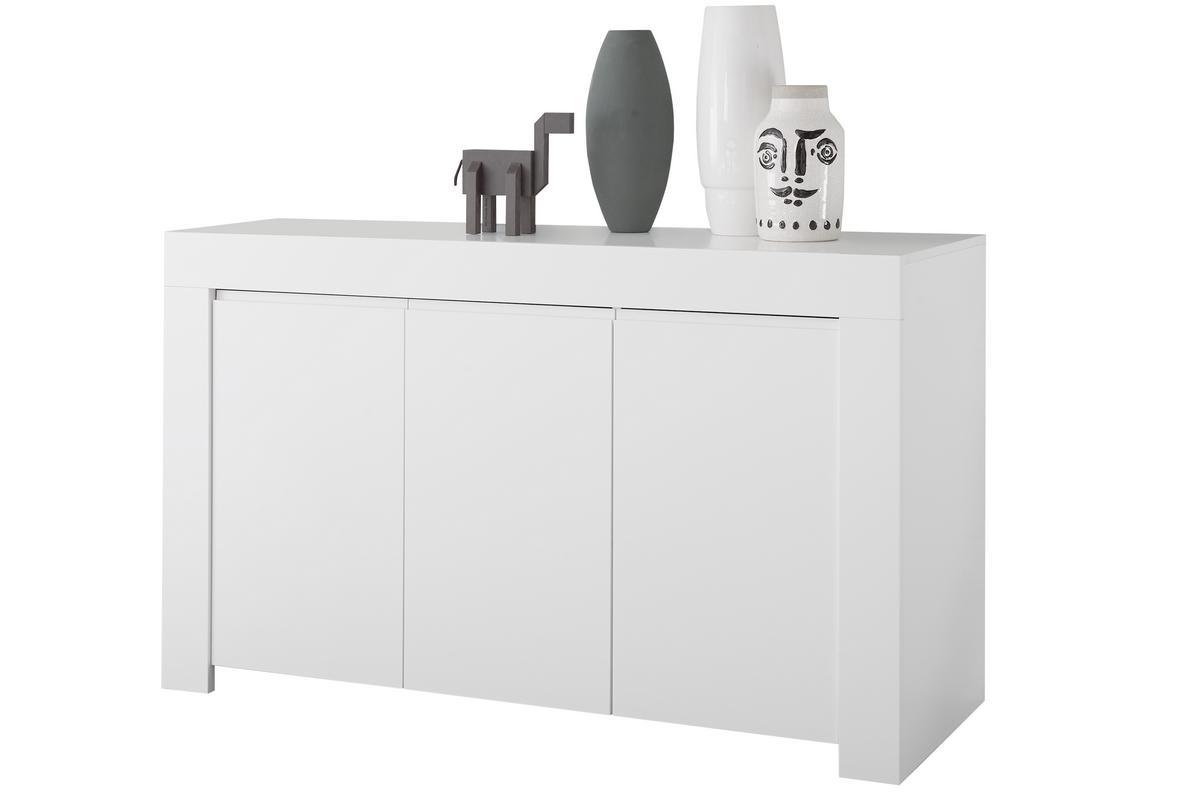 Buffet design blanc mat 3 portes L138 cm TINO