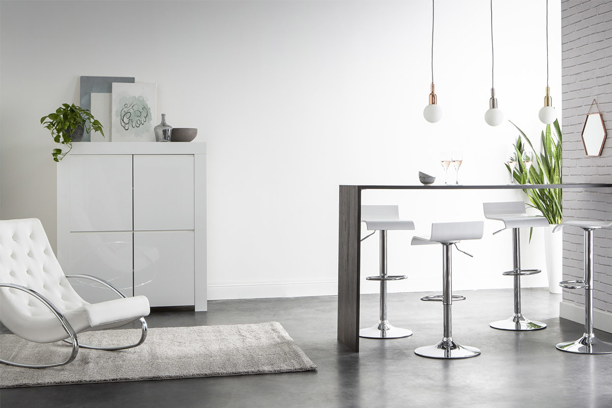 Buffet design carr 4 portes laqu blanc ERIA