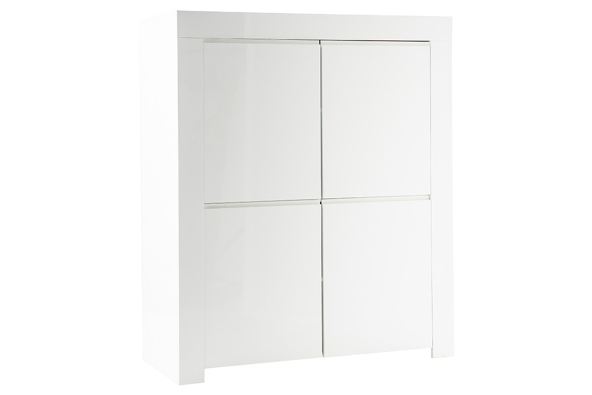 Buffet design carr 4 portes laqu blanc ERIA