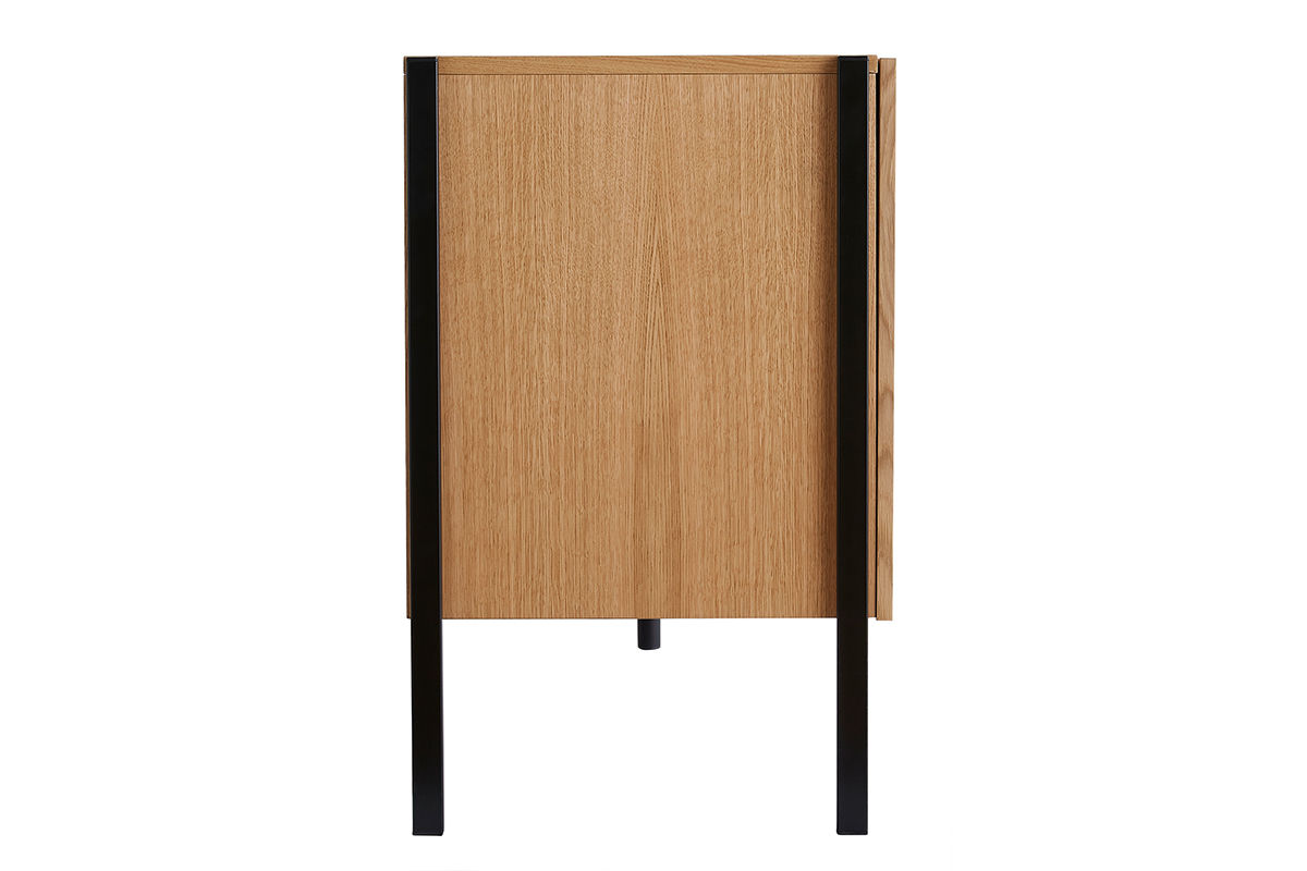 Buffet design en bois clair chne et mtal noir 2 portes 1 tiroir L175 cm HEDA