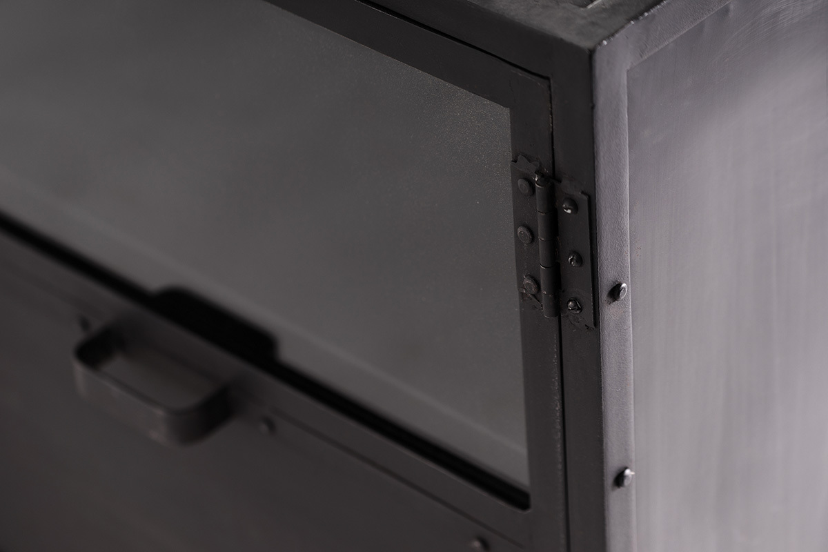 Buffet design en mtal noir 3 portes L180 cm FACTORY