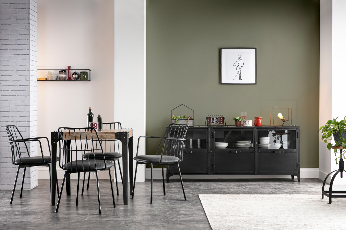 Buffet design en mtal noir 3 portes L180 cm FACTORY