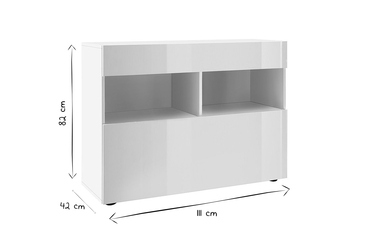 Buffet design finition blanc laqu brillant L110 cm POLO