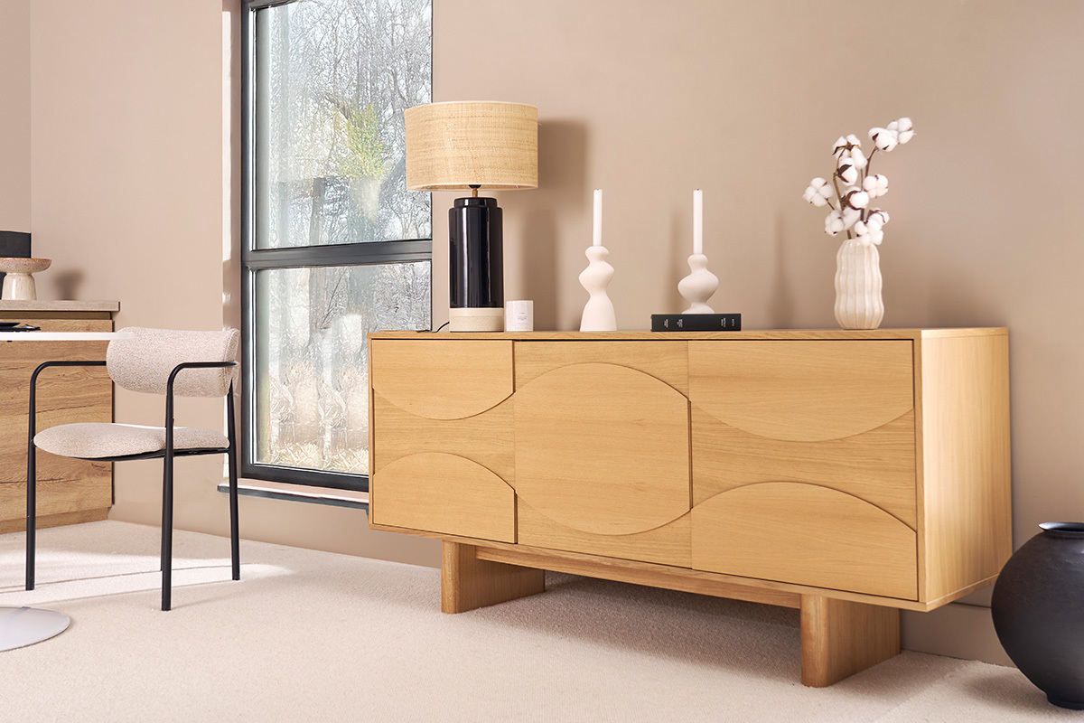 Buffet en bois clair chne L160 cm SEIGO