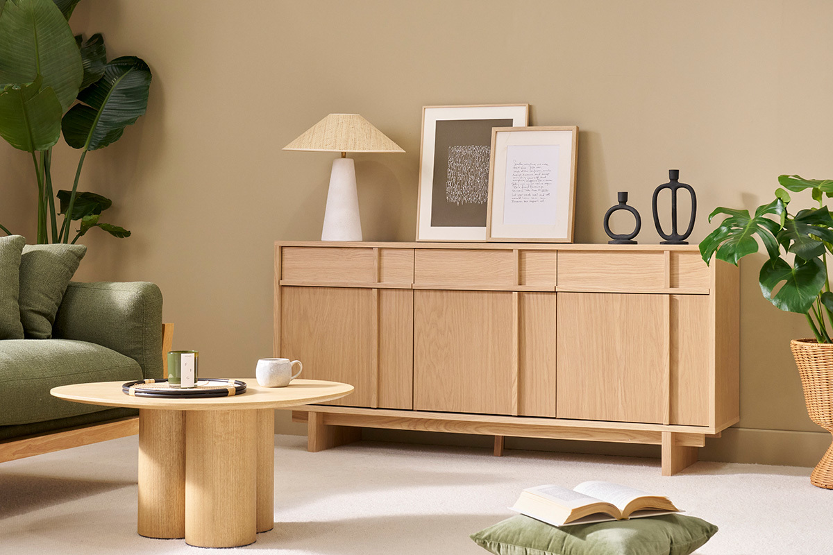 Buffet en bois clair chne L160 cm ZAO