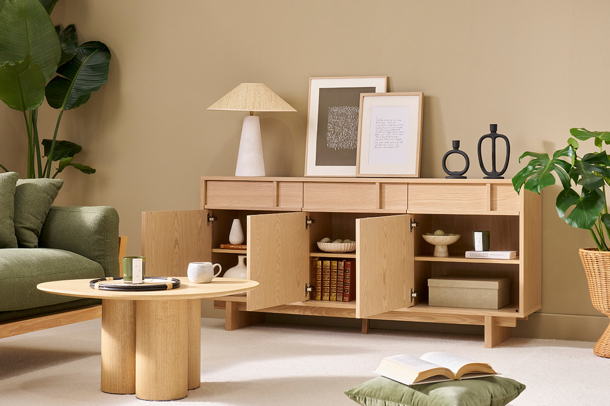 Buffet en bois clair chne L160 cm ZAO