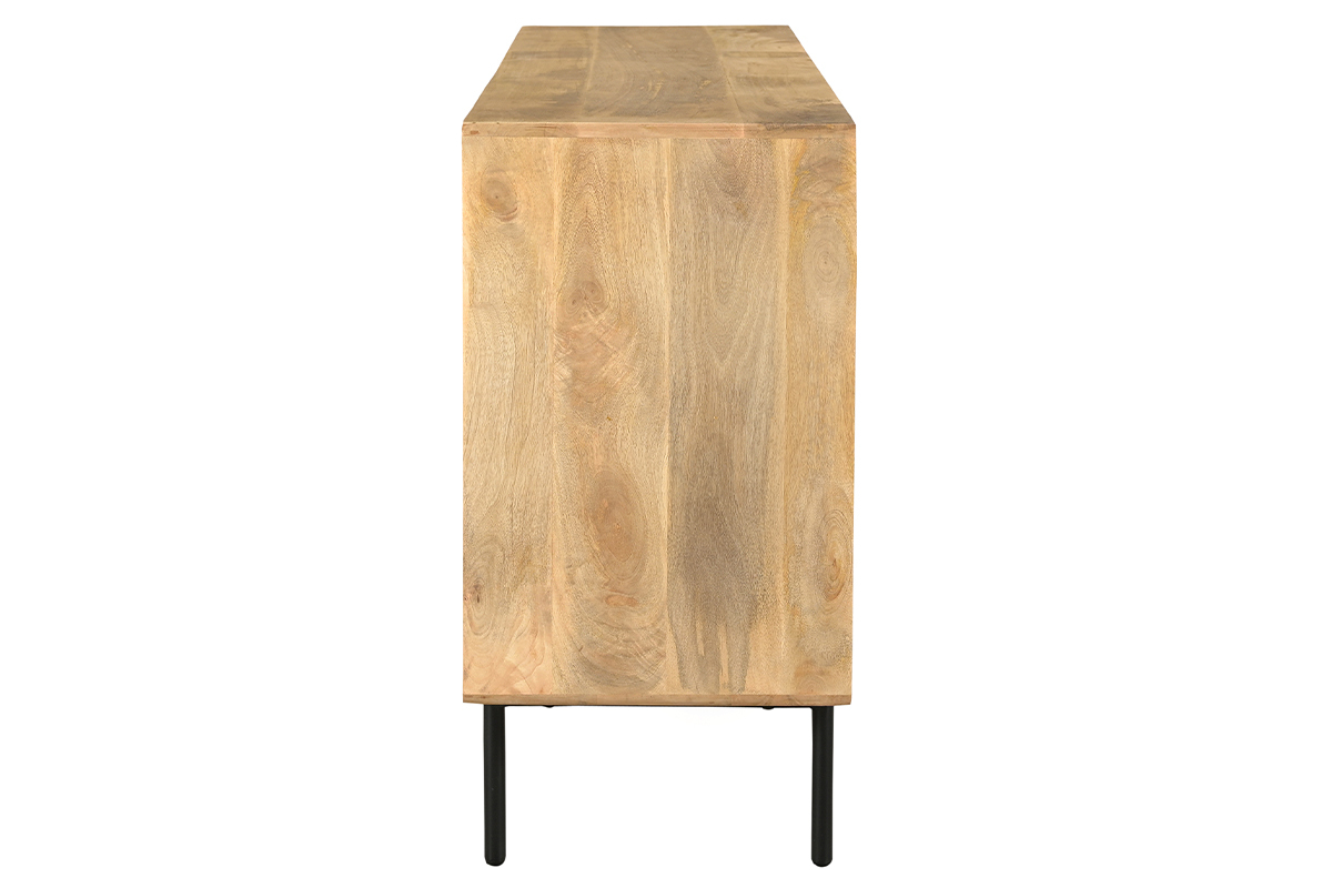 Buffet en bois clair manguier massif et mtal noir 2 portes L168 cm JUDE