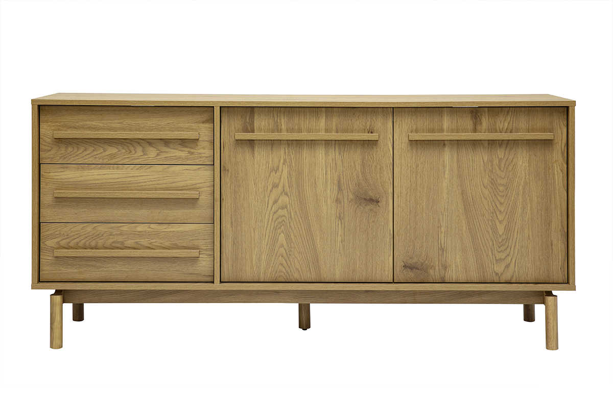 Buffet finition bois ch�ne 2 portes 3 tiroirs L160 cm YSEULT