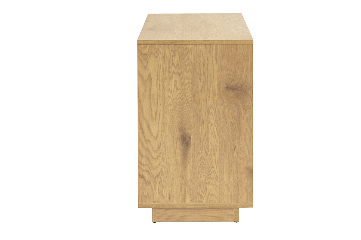 Buffet finition bois clair ch�ne et cannage rotin 2 portes 2 tiroirs L146 cm SEVILLE