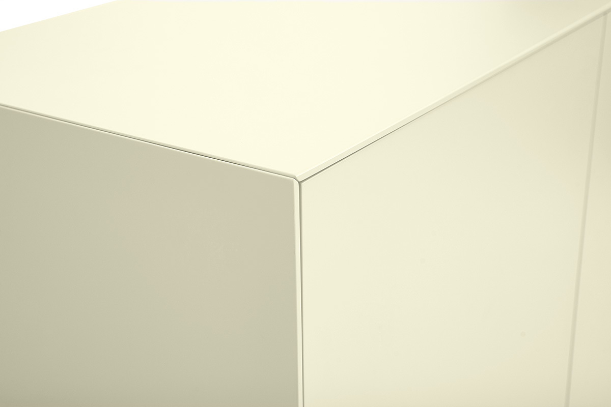 Buffet haut beige laqu� mat 2 portes 1 tiroir L90 cm GRAY