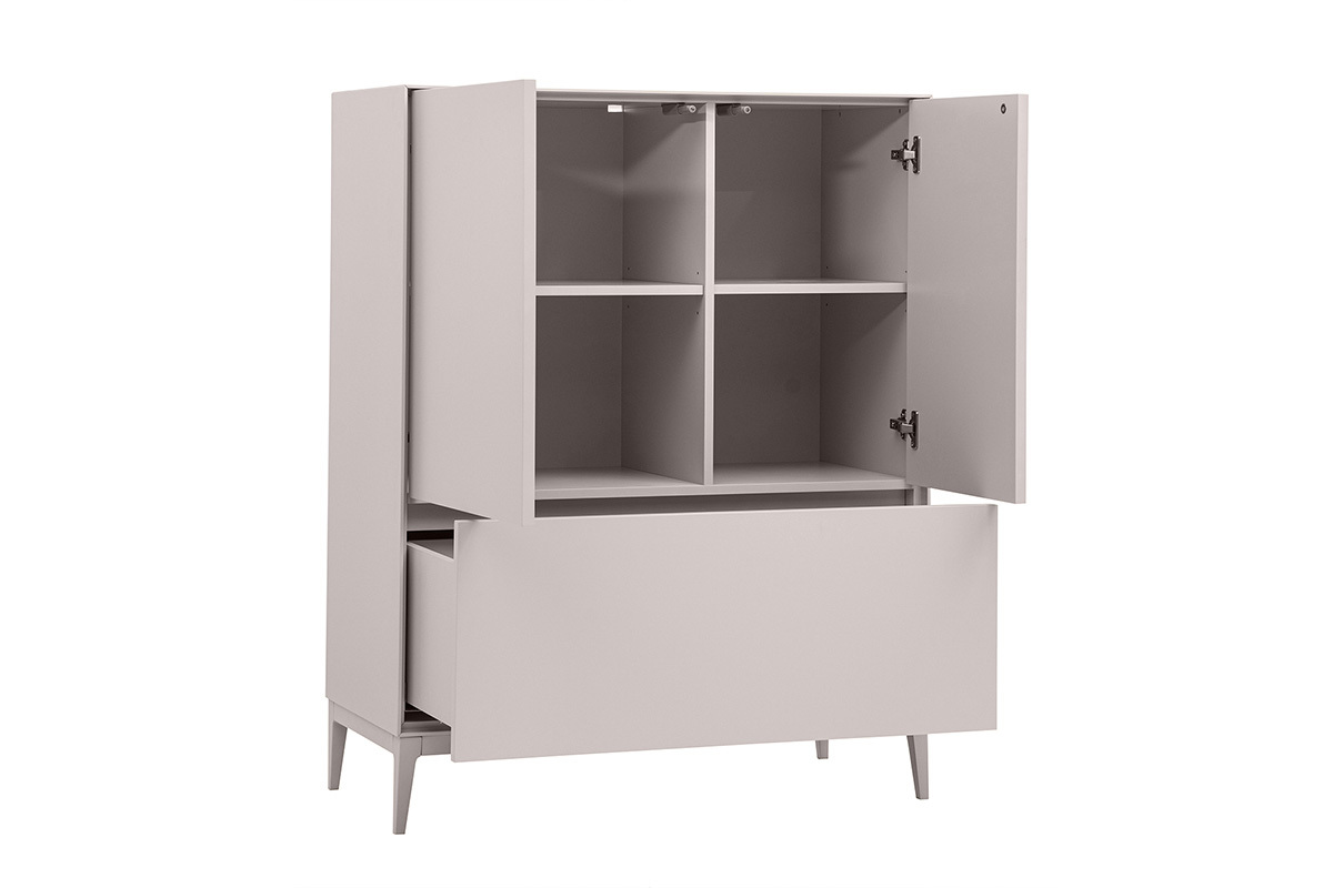 Buffet haut beige laqu� mat 2 portes 1 tiroir L90 cm GRAY